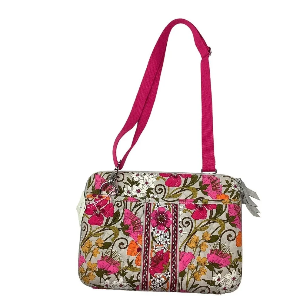 Vera Bradley Tea Garden Pink Floral Hard Shell Mini Laptop ipad Case Bag Quilted